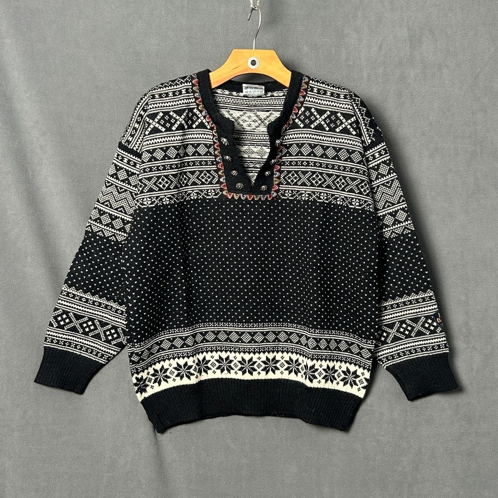 Vintage Dale of Norway Classic Wool Sweater Nordic Pullover Henley Women's Small